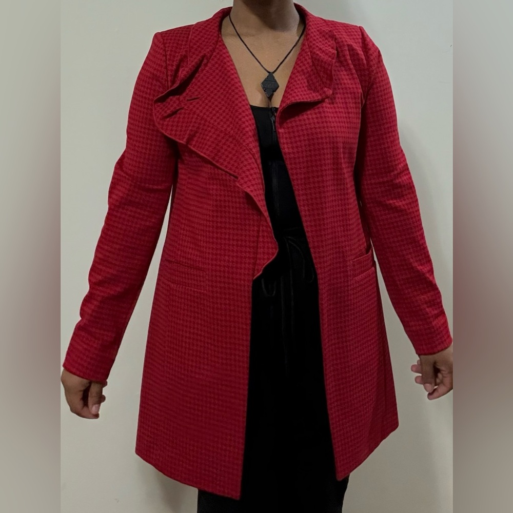 CAbi Crimson Houndstooth Coat / Jacket